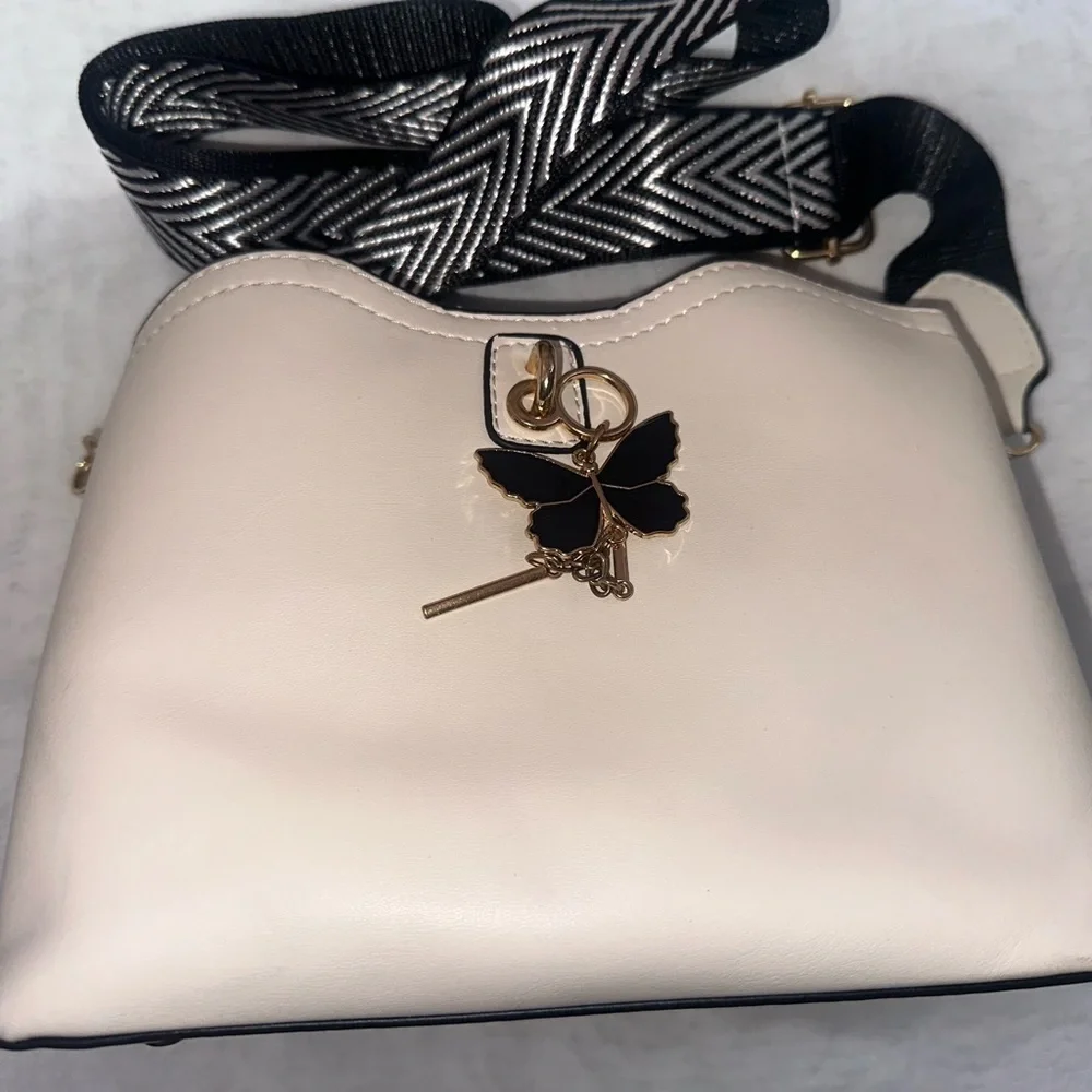 Chic Cream Butterfly Crossbody Bag